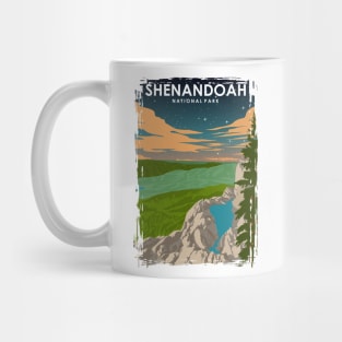 Shenandoah National Park at Night Vintage Minimal Travel Poster Mug